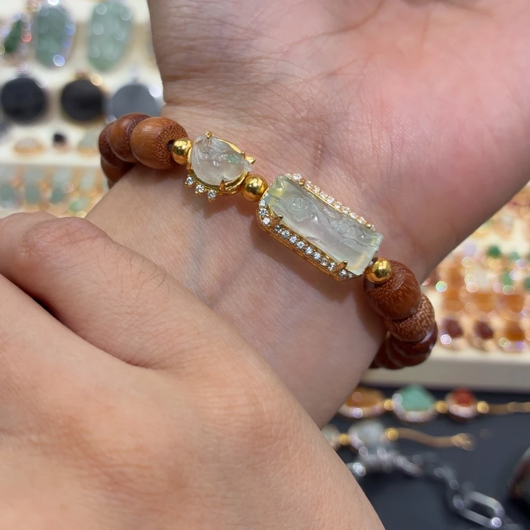 翡翠银S925镶嵌颈饰手串