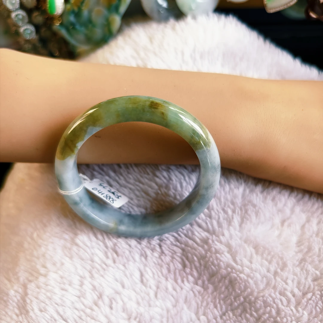 天然翡翠手镯莫奈乌鸡手镯53.2