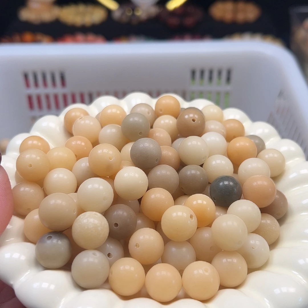 菩提根/象牙果手串微瑕卡14老料原色圆110颗