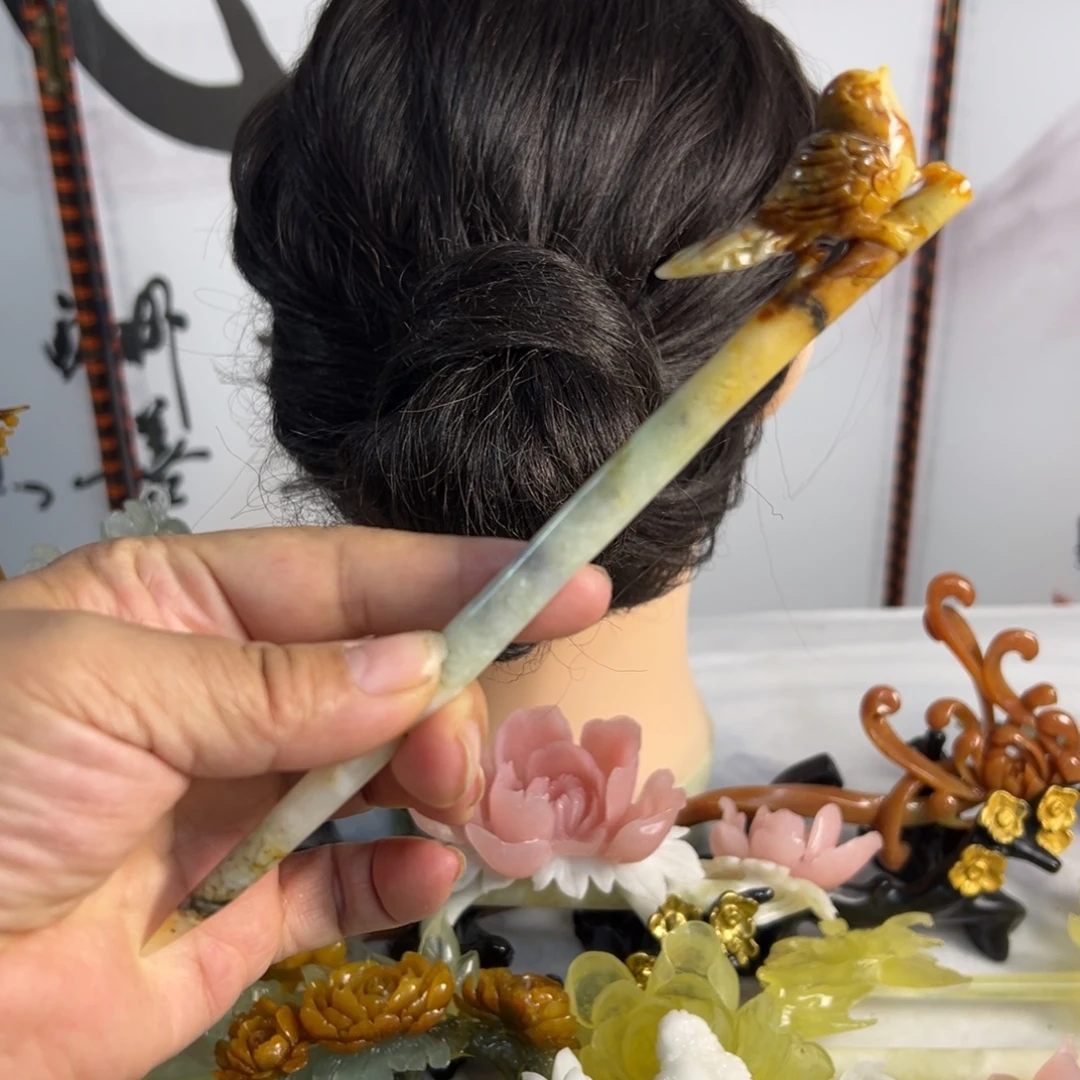 蛇纹石玉未镶嵌发饰