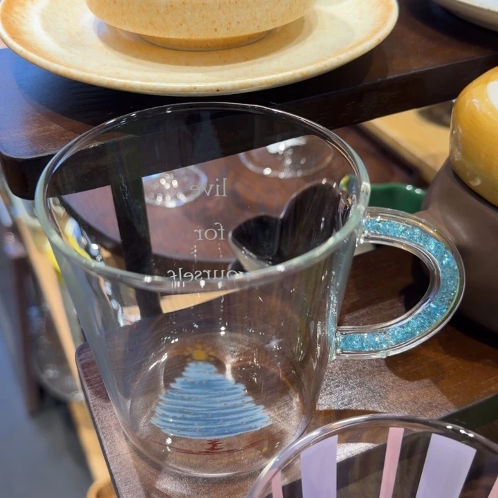 蓝色把手圣诞杯一个