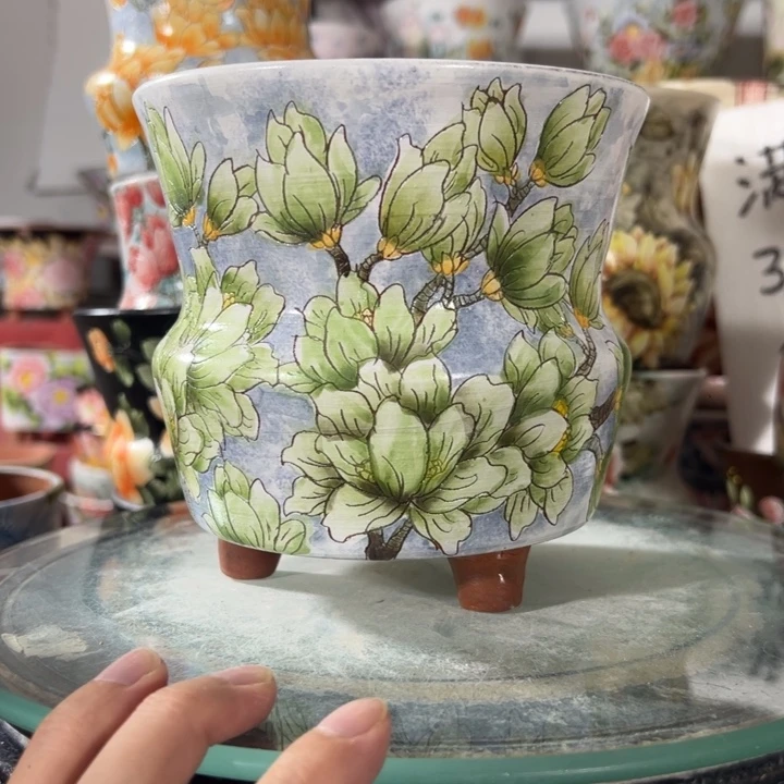 景德镇手绘花盆满38包邮偏远地区除外