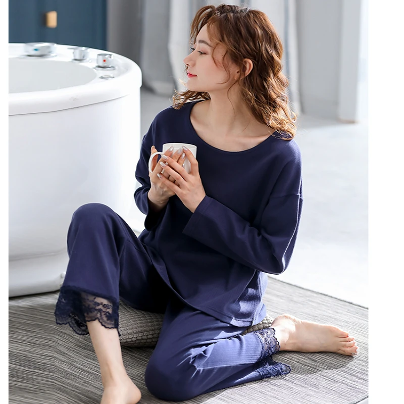 睡衣女士春秋季秋款秋天秋装长袖家居服女休闲可外穿套装