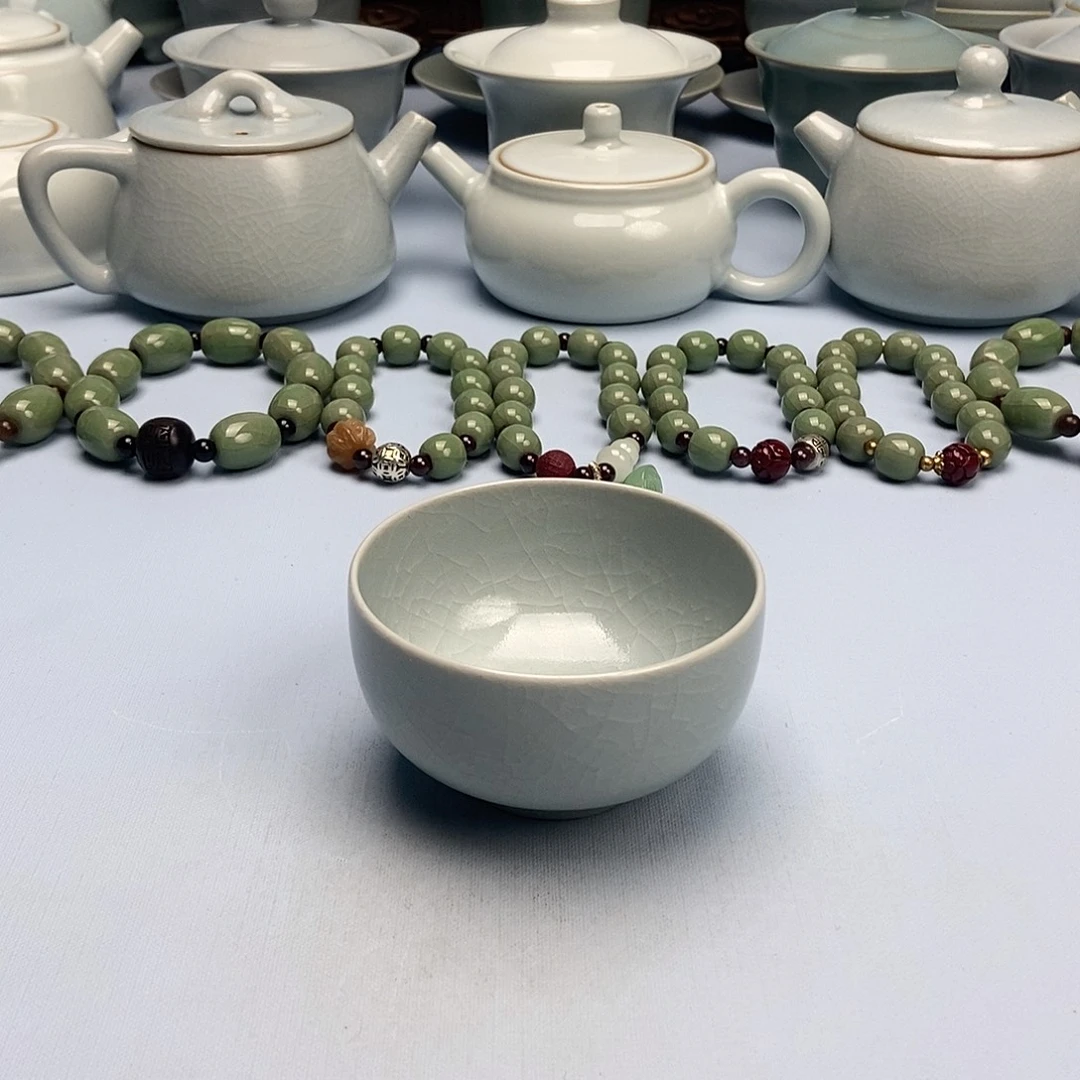 杯仿古月白罗汗杯原矿原釉原产地