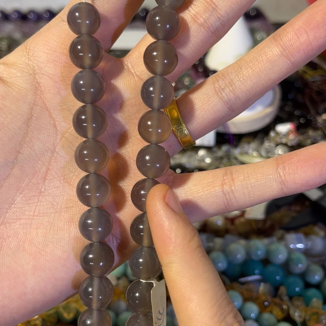 水晶手链银S925镶嵌卡12灰玛瑙