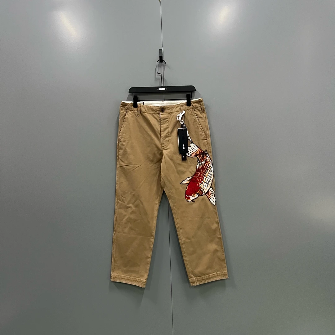 99新 GUCCI/古驰 h913 锦鲤刺绣长裤 34码 015870