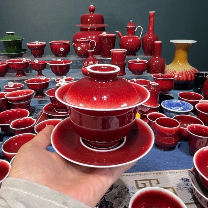 C***K景德镇陶瓷三才元宝盖碗