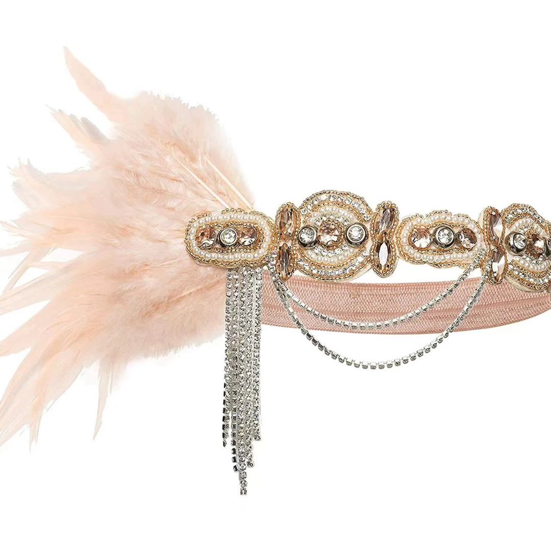 盖茨比复古羽毛发带 20年代舞会演出宴会配饰 飞来波风格发饰女