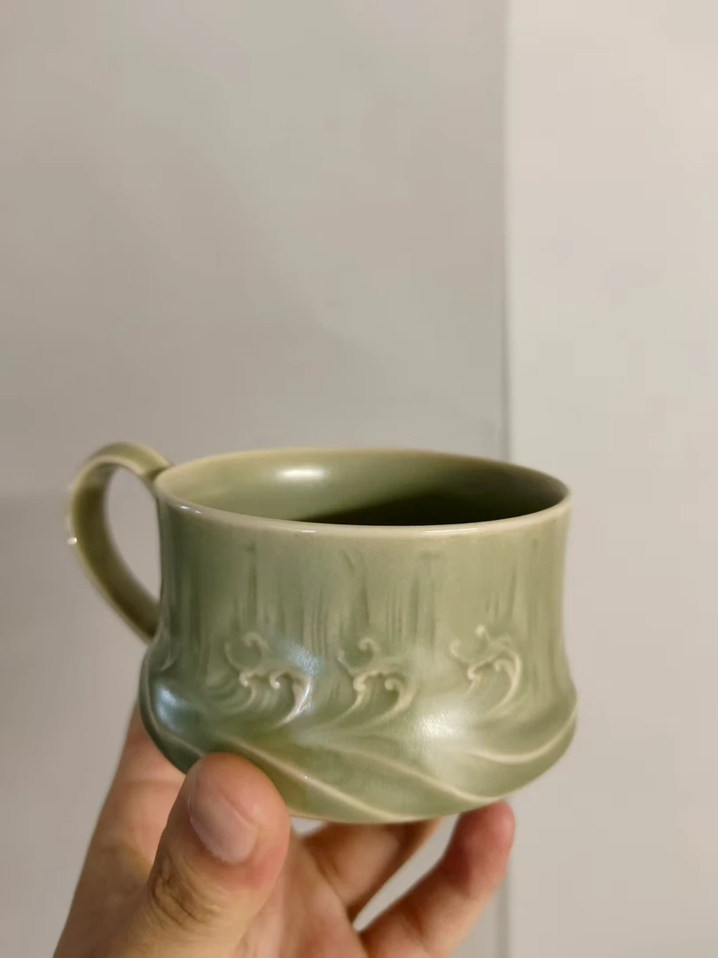 透青海浪纹咖啡杯