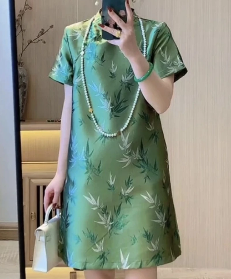 【松竹意】新中式国风绿色旗袍改良气质高级感超20249663 林林