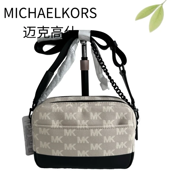 99新 MICHAEL KORS/迈克高仕 黑白老花斜挎包G25116625底长21X15