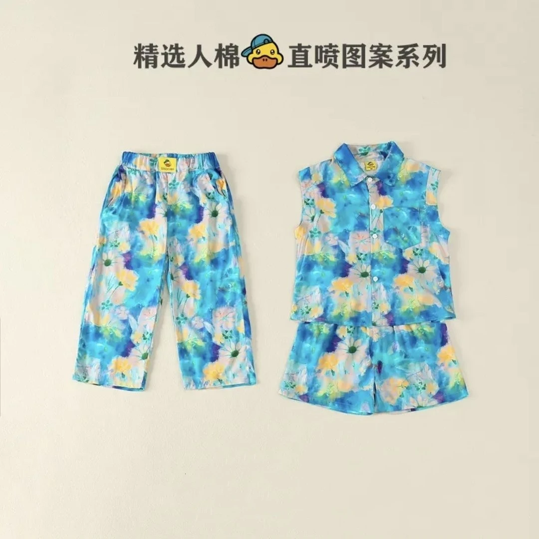 男女童夏季套装三件套夏季新款潮款套装扎染潮童