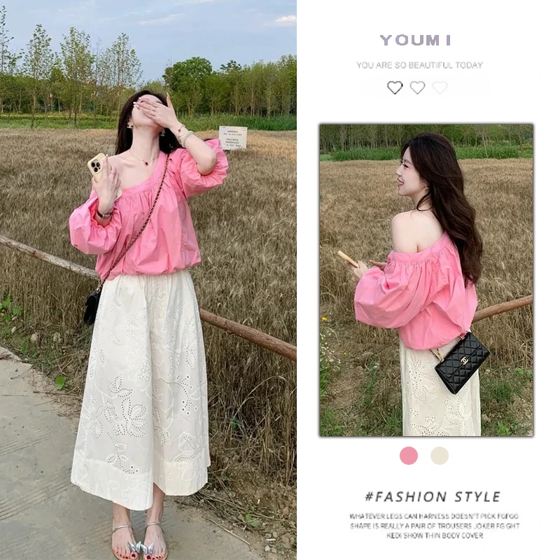 超火夏季新款松弛感雪纺短袖上衣百搭阔腿裤两件套装显瘦气质时尚