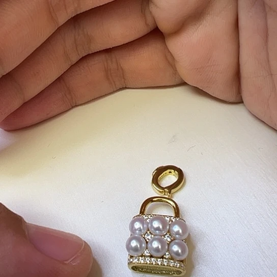 吊坠(不含链)银S925镶嵌淡水珍珠