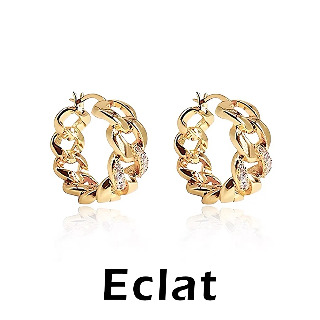 925银耳饰 许我耀眼许妍赵露思同款耳环女欧美风小众链条C形耳圈