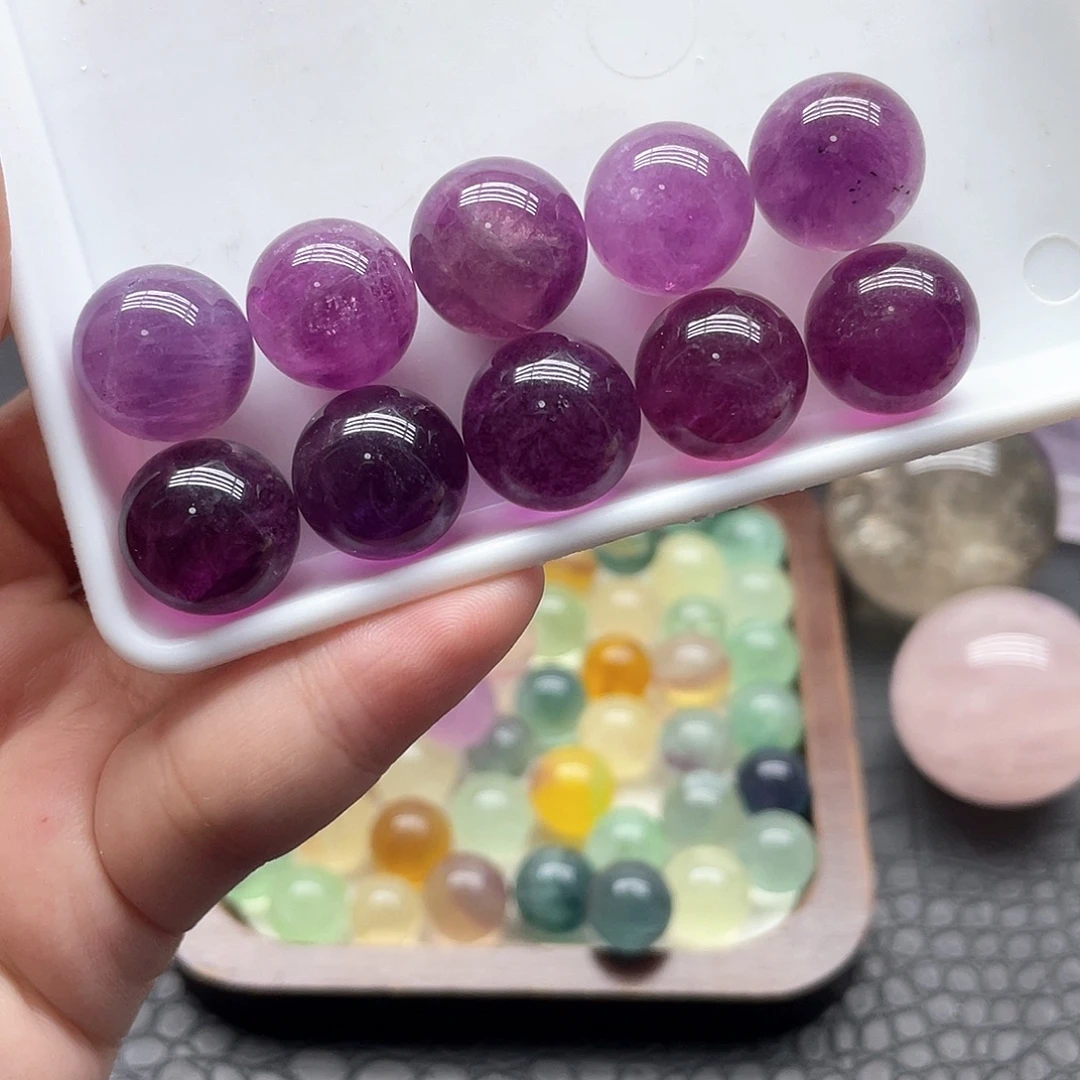 珠宝半成品未镶嵌水晶24紫莹石球