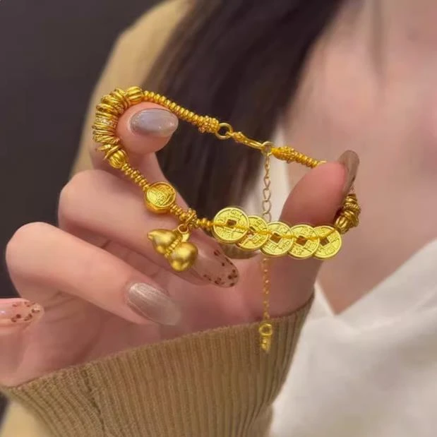 合金手链 新中式国潮精工手编葫芦五币手链女款百搭气质手链331