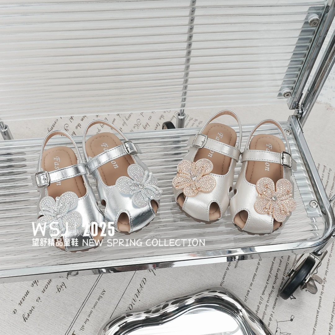 望舒家『海棠花开』韩版女童洋气公主鞋夏季小女孩包头防滑凉鞋22