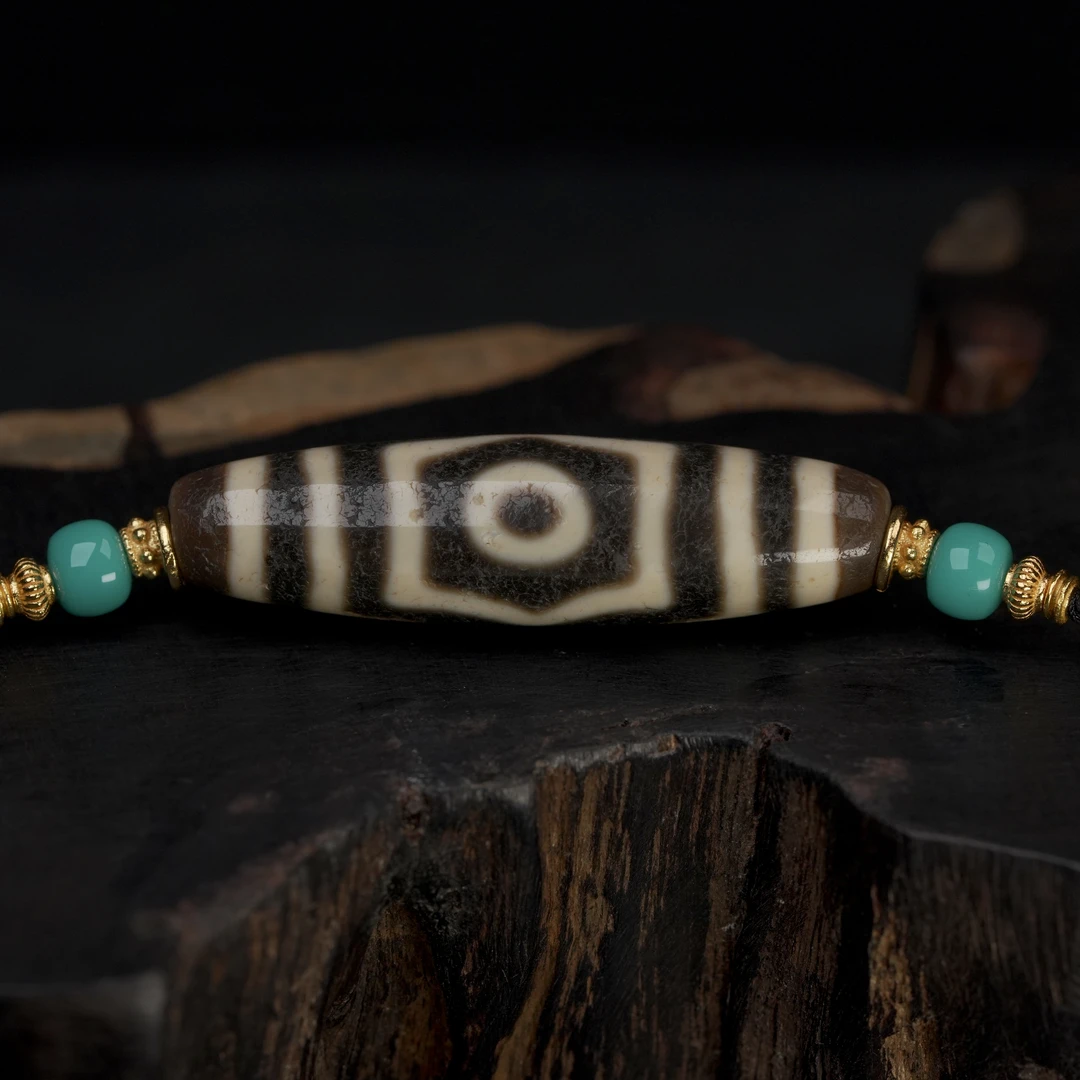 蔓臧云山|上肯老超 早期天然玛瑙纯手工珠 带天然眼大鹏宝盖3眼