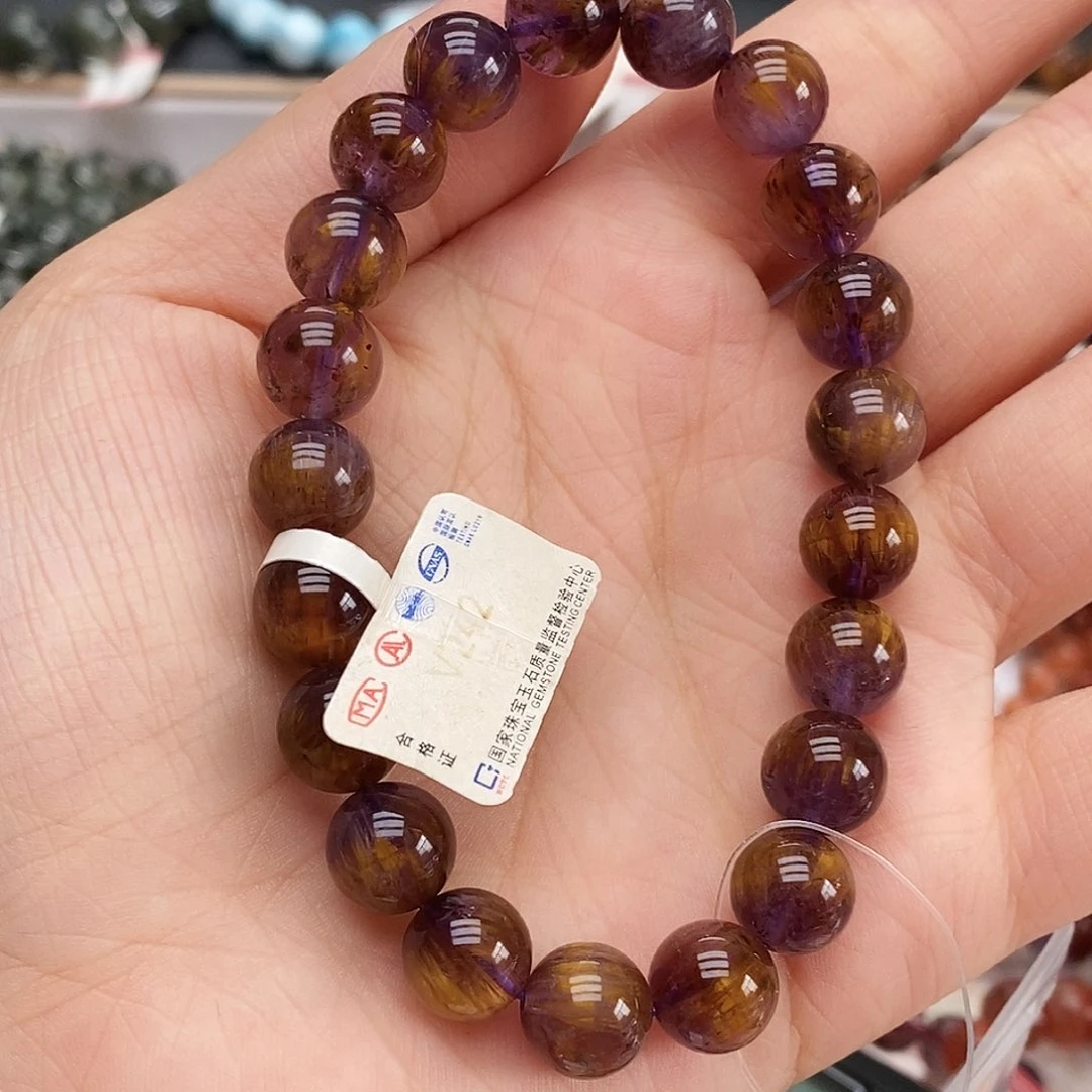 未镶嵌手链水晶V242 紫钛 9m+