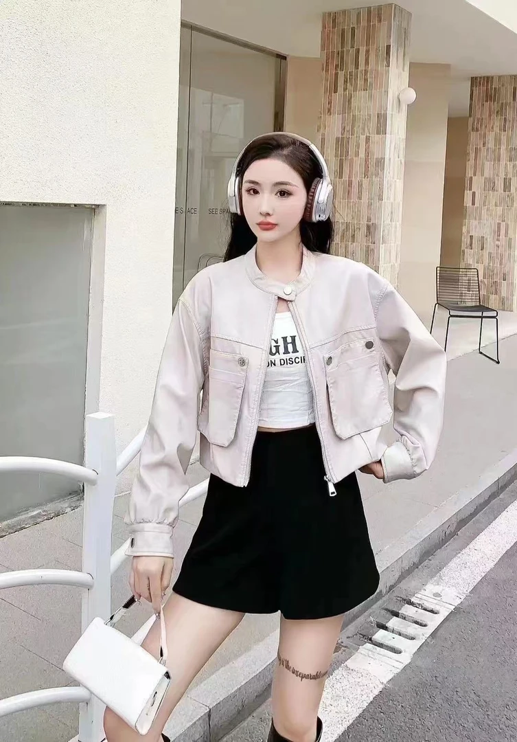 【D435】Pu皮机车夹克立领皮衣外套春短款高级上衣女