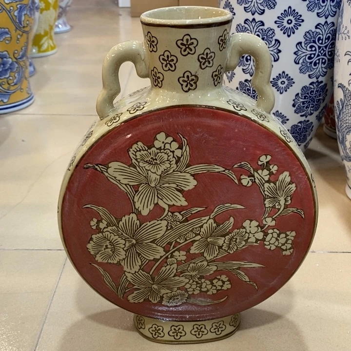 【闪购商品】摆件陶瓷微瑕双耳抱月瓶摆件