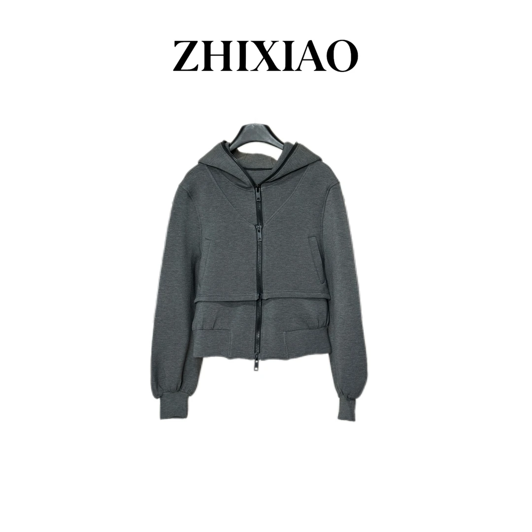 【ZHIXIAO】秋冬新款：假两件拉链带帽卫衣60758