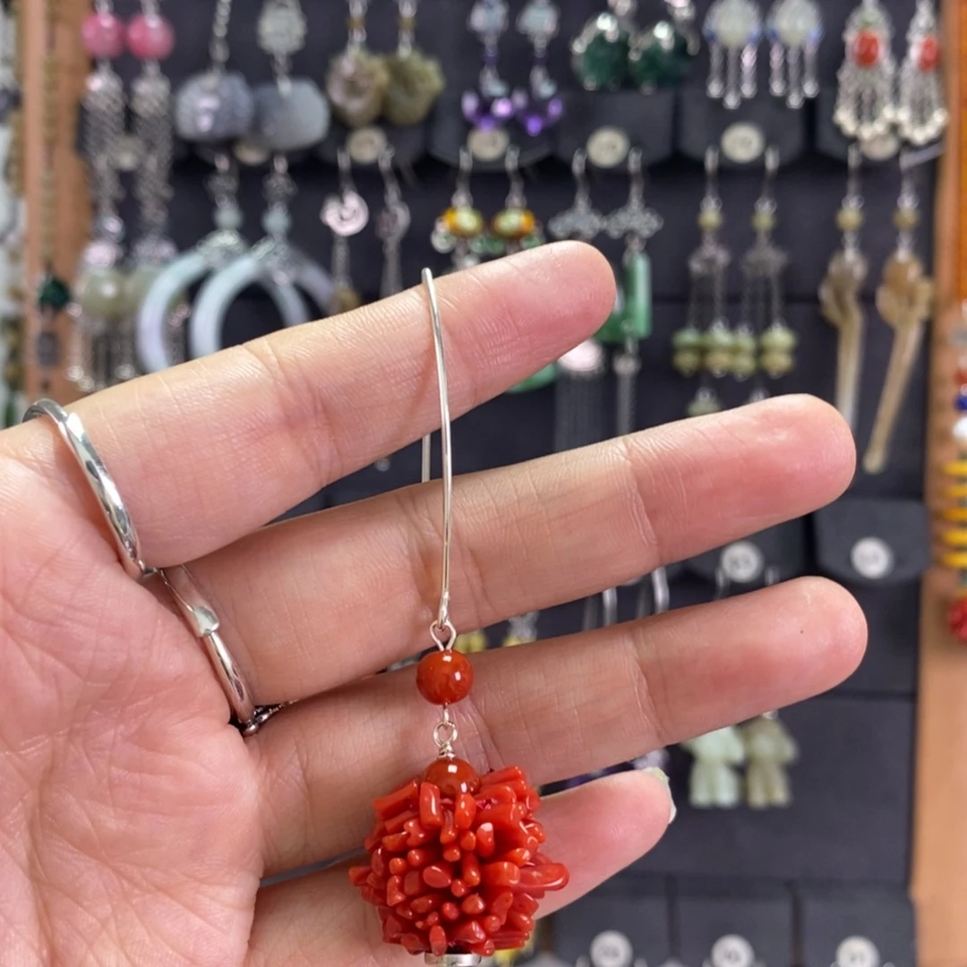 玛瑙/玉髓耳坠银S925镶嵌哎*呀X25