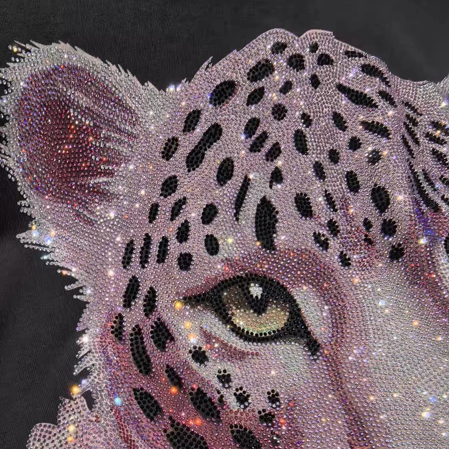 485春款大图案抱头印花烫钻纯棉毛圈连帽女士卫衣