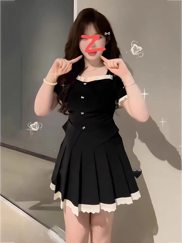 夏季微胖巨显瘦千金风套装