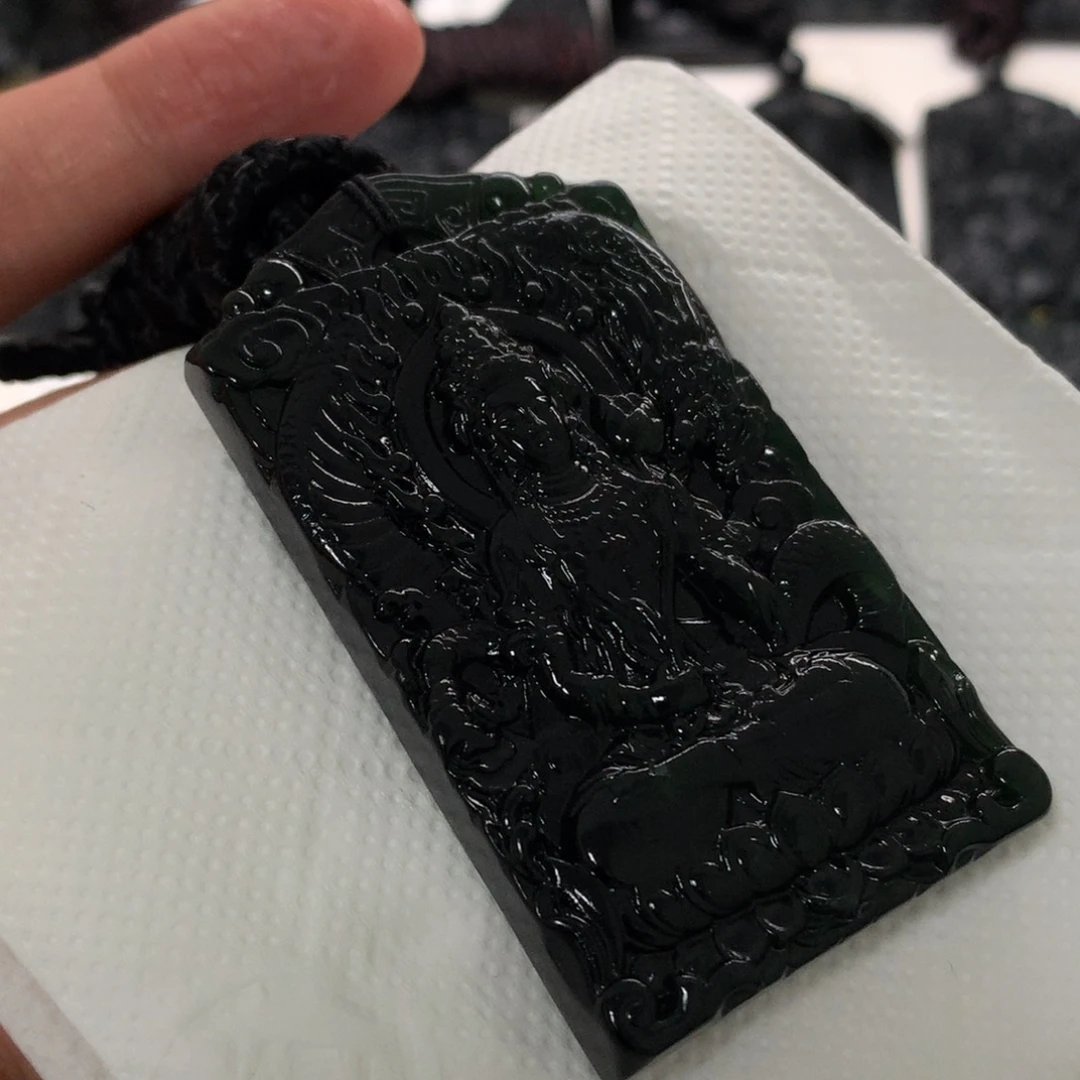 天然缅甸a货钢琴黑挂件