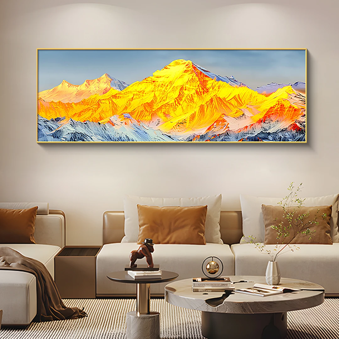 背靠金山客厅装饰画办公室沙发背景墙挂画轻奢高级感壁山70200