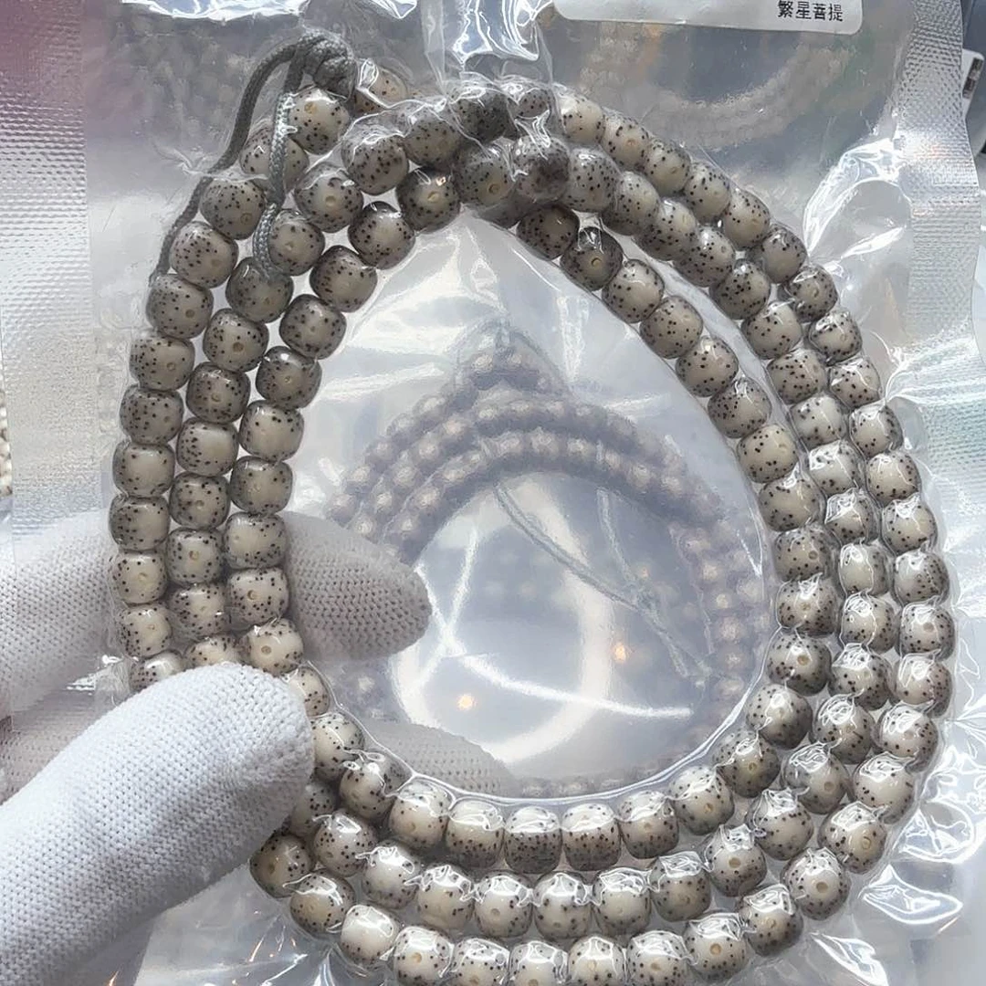 星月菩提吊坠17骨瓷白月留白8左右108