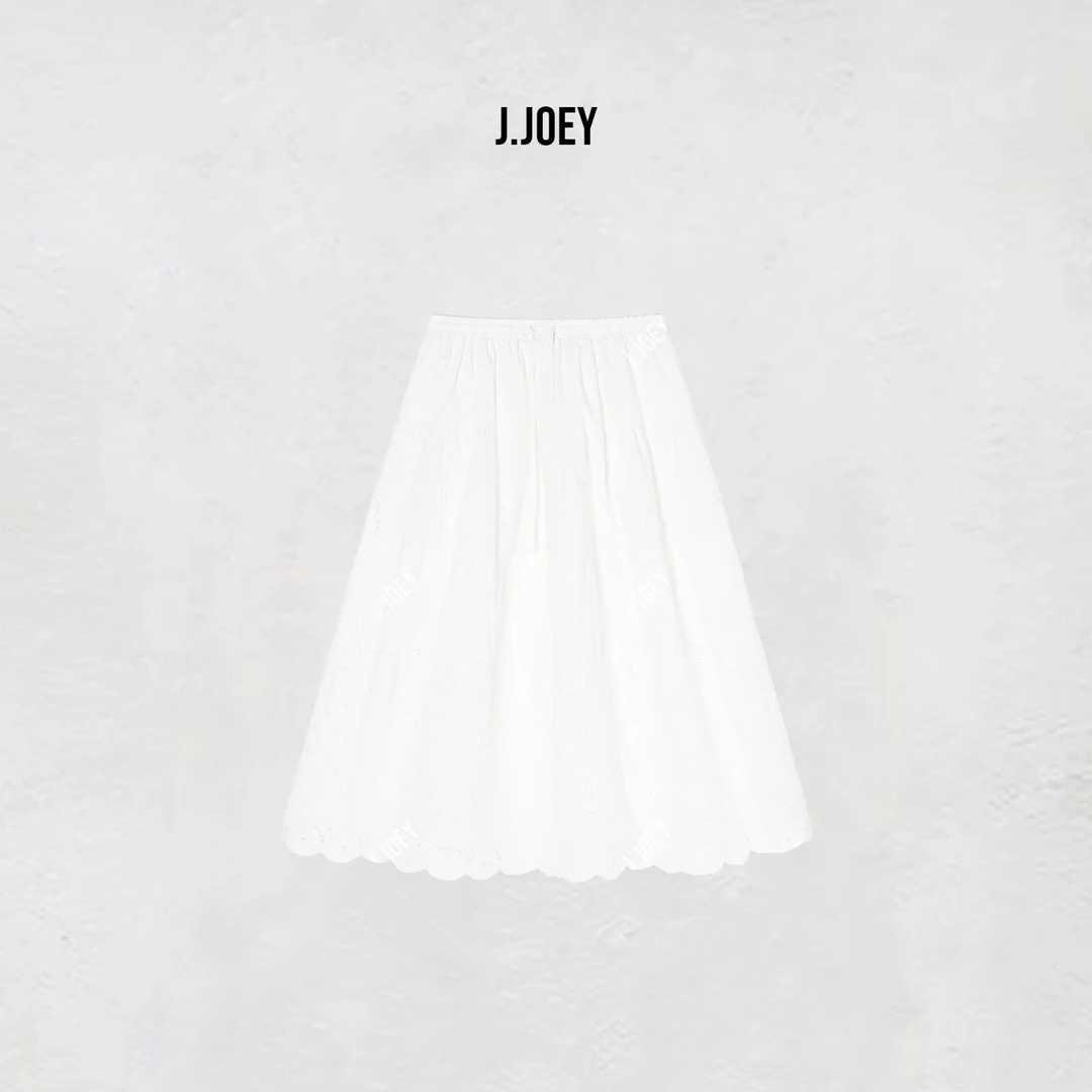 J.JOEY ”100棉“25新款白色简约显瘦百搭中长款半身裙 0925
