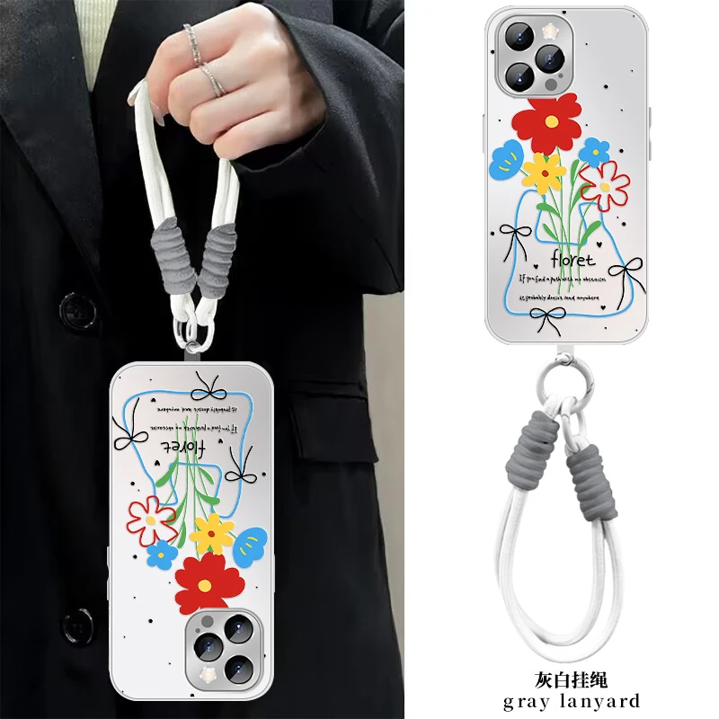 适用【苹果/华为/荣耀/OPPO/vivo】袋装花朵AG磨砂防摔包边手机壳