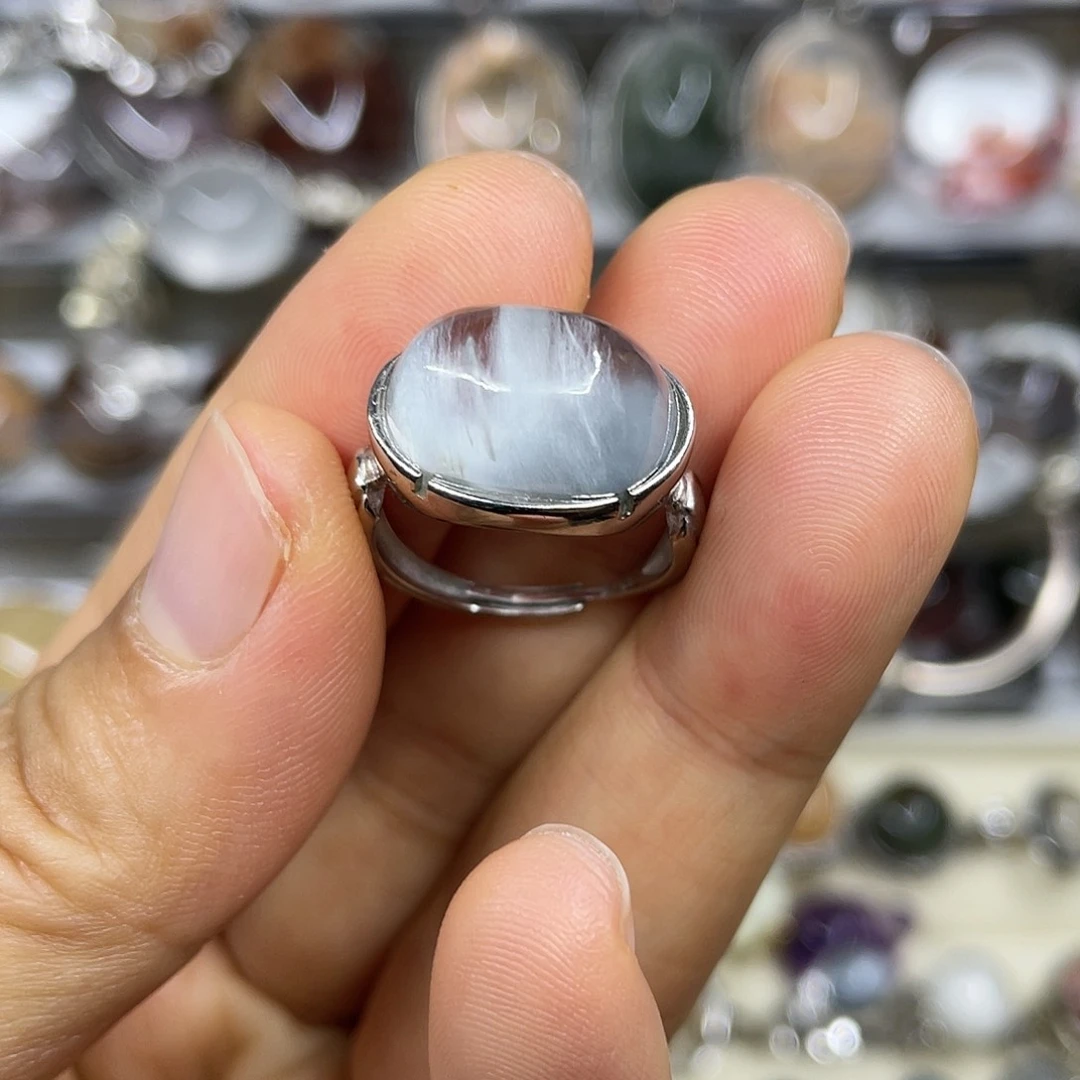 【闪购商品】银S925镶嵌珠宝半成品水晶戒指