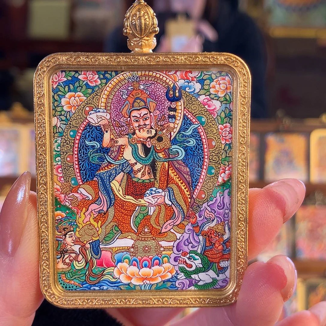 缘***言吊坠热贡纯手绘唐卡莲师