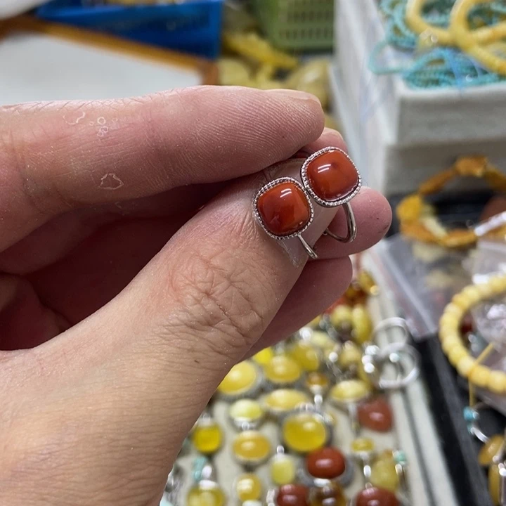 南红玛瑙戒指银S925镶嵌多样性发货其一