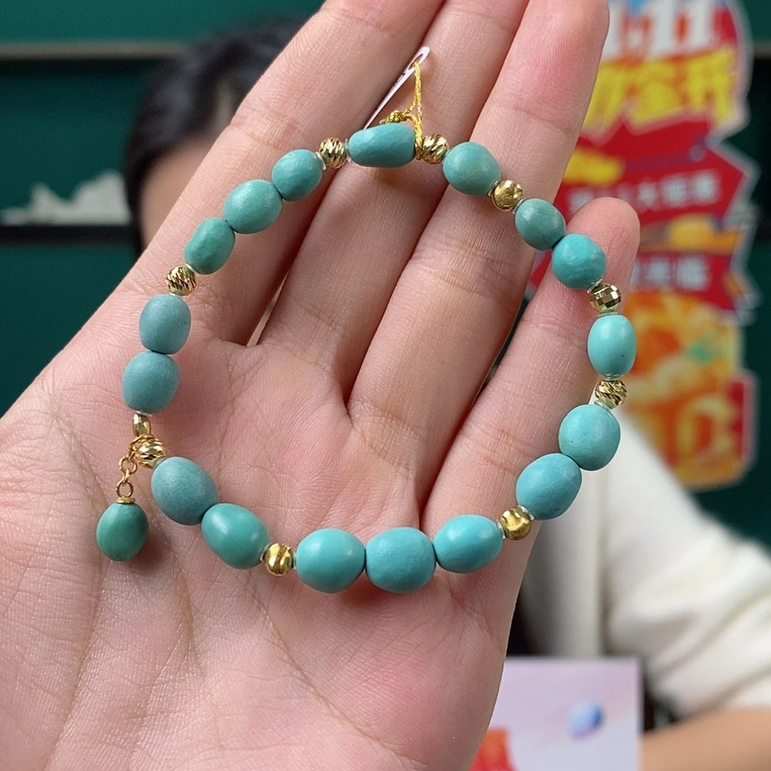 绿松石18K金镶嵌珠宝奇石
