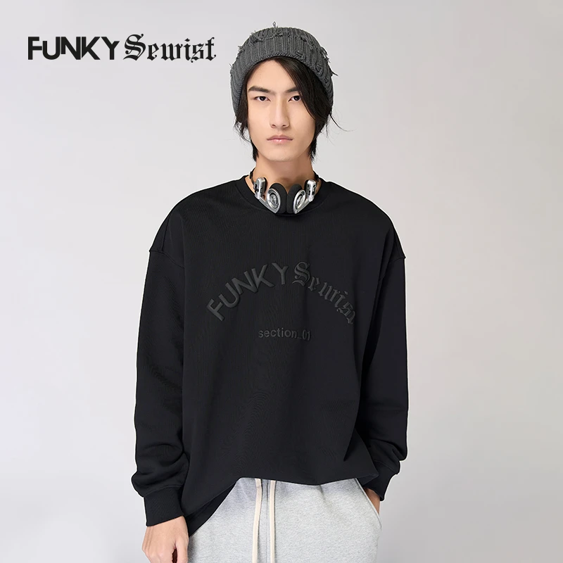 FUNKY SEWIST纯棉卫衣韩国潮牌休闲时尚毛圈卫衣圆领宽松情侣上衣