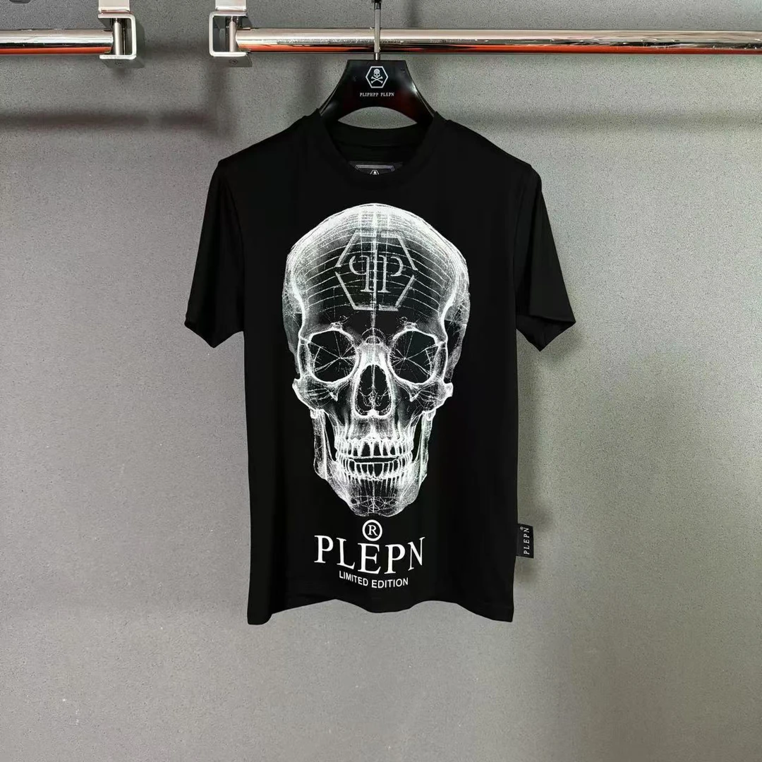 PLIPHPP PLEPN正品PP奢潮 暗黑骷髅高定男士修身高奢弹力短袖1662