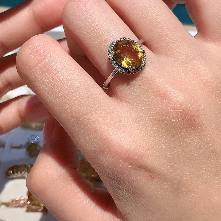 黄晶银S925镶嵌戒指