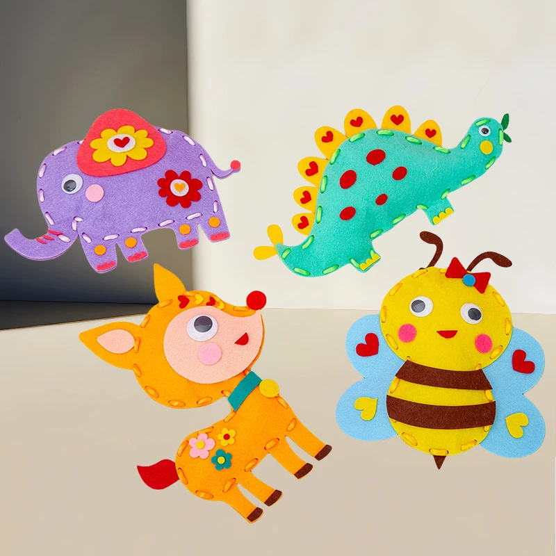 儿童缝缝乐手工diy制作材料包不织布玩具幼儿园创意粘贴动物玩偶