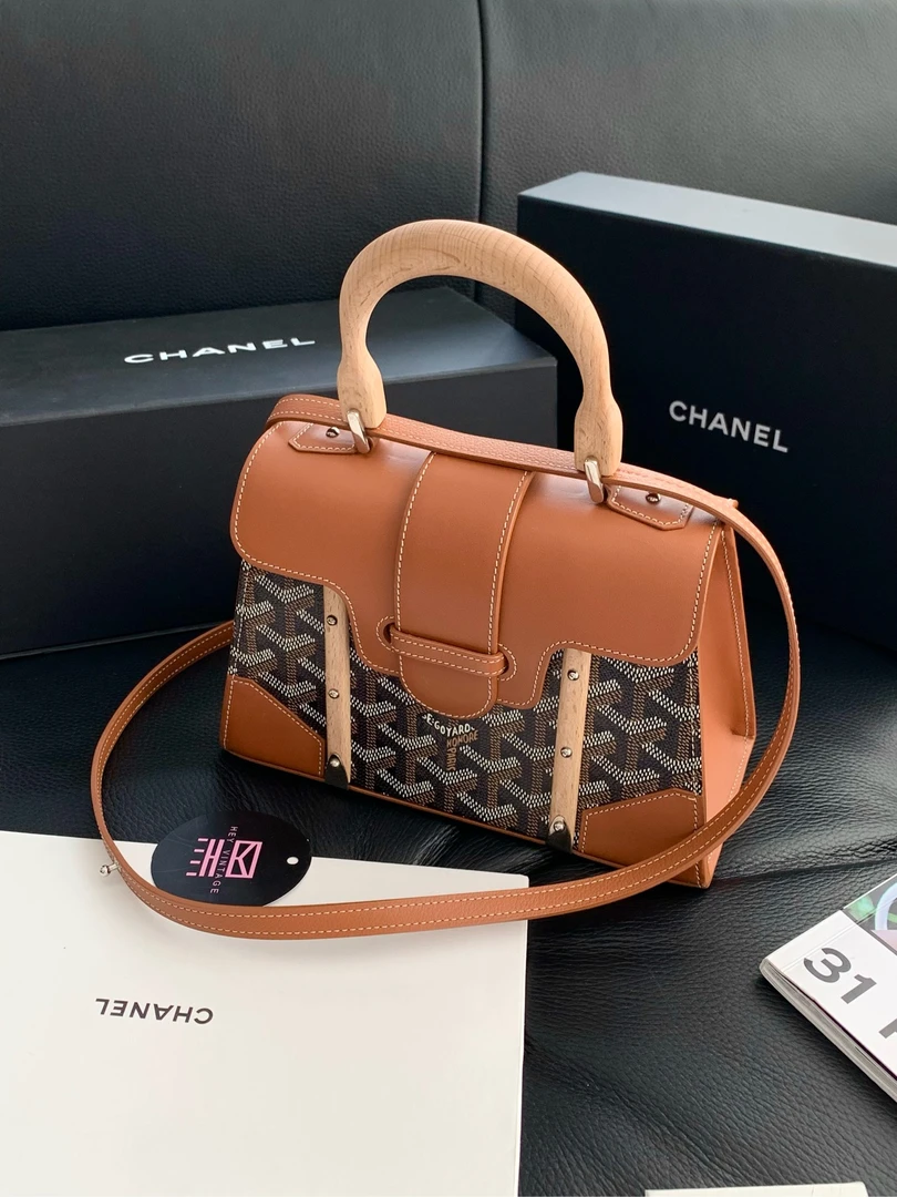 99新 Goyard 黑棕老花硬盒西贡mini包 13223784