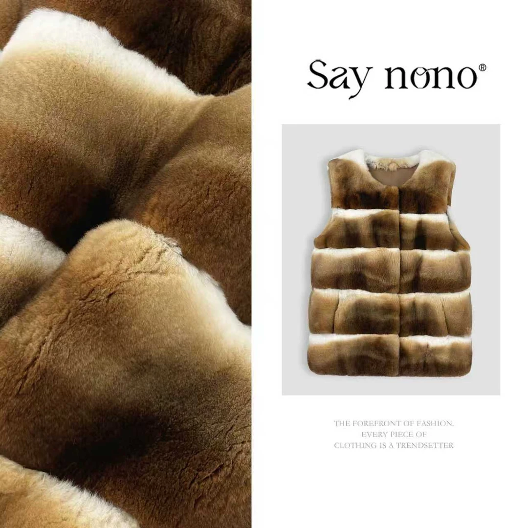 懒猫nono│Saynono 时尚轻奢圆领慵懒风獭兔毛皮草外套 GL1207JY