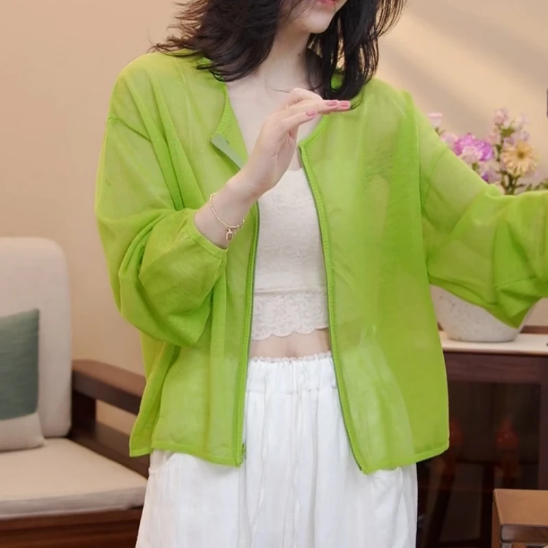 薄款防晒针织开衫女2025夏季新款时尚休闲透气小个子户外短外套潮