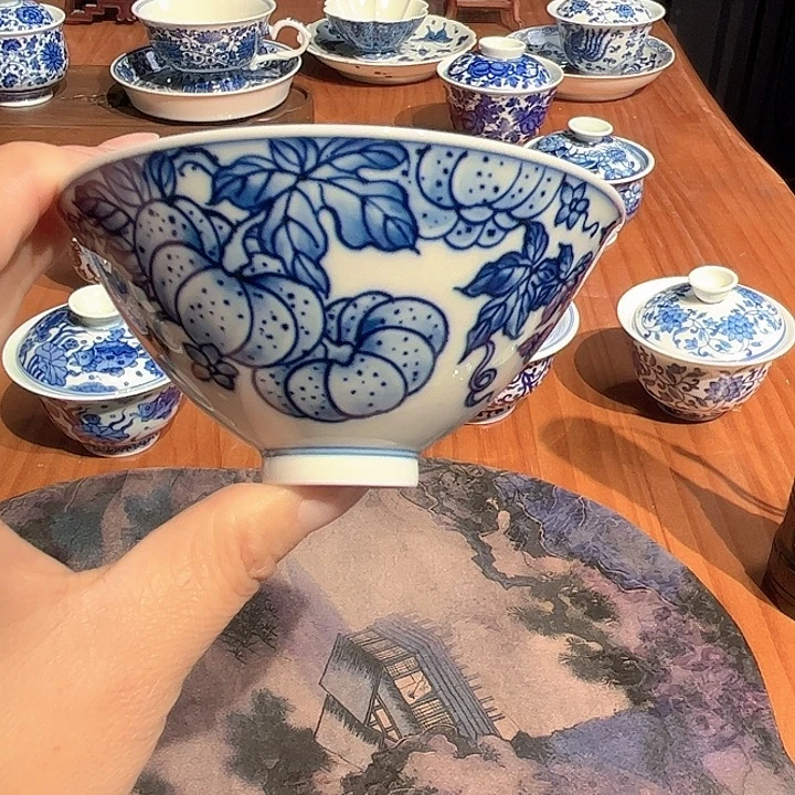 镹曰茶闲柴窑手工手绘青花