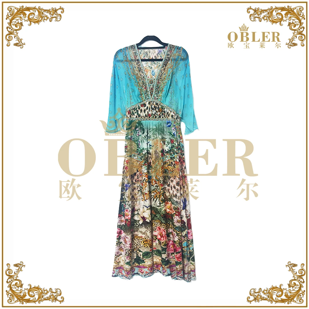 【欧宝莱尔】时尚气质轻奢优雅真丝连衣裙114-24220