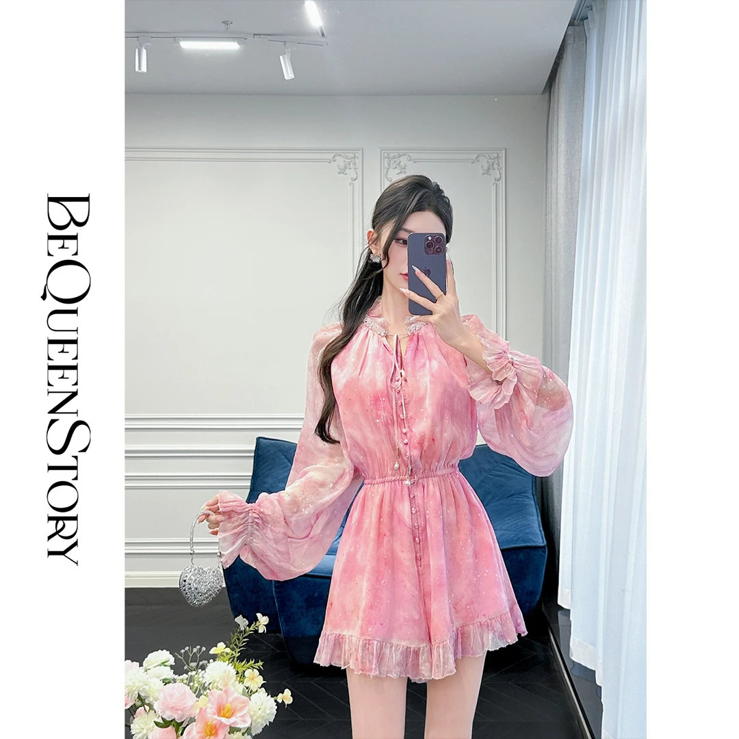 余潇潇【仙桃马提尼】轻奢时尚透气宽松炫彩烫金连体裤