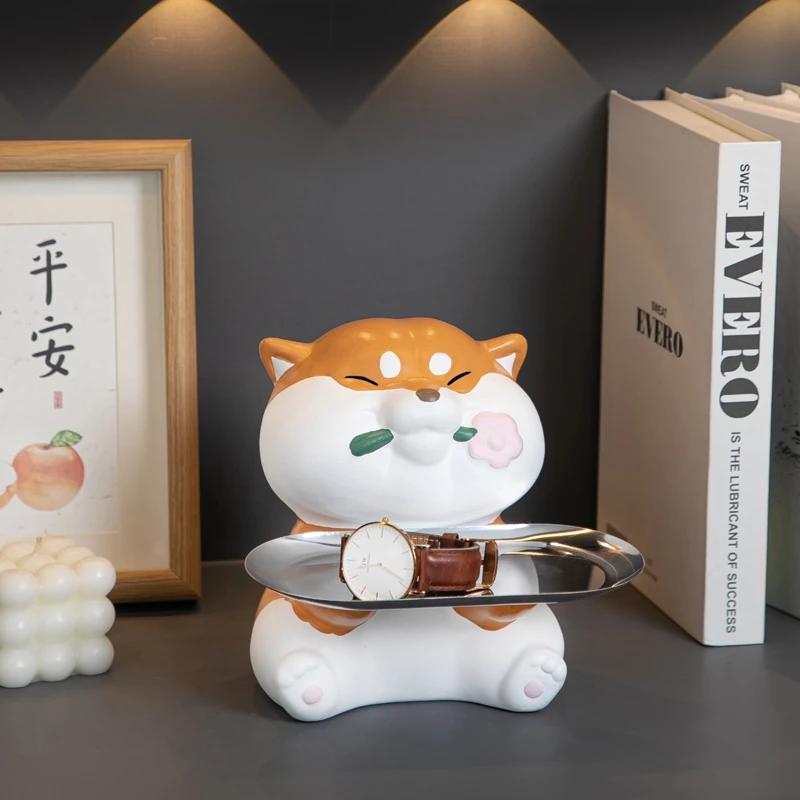 柴犬创意家用玄关钥匙扣收纳客厅茶几桌面摆件可爱乔迁生日礼物